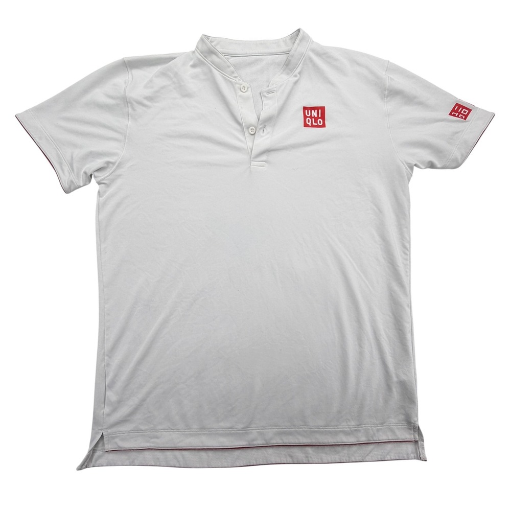 Uniqlo Roger Federer RF 2018 US Open Tennis Polo Henley Shirt Medium Rafa Nadal